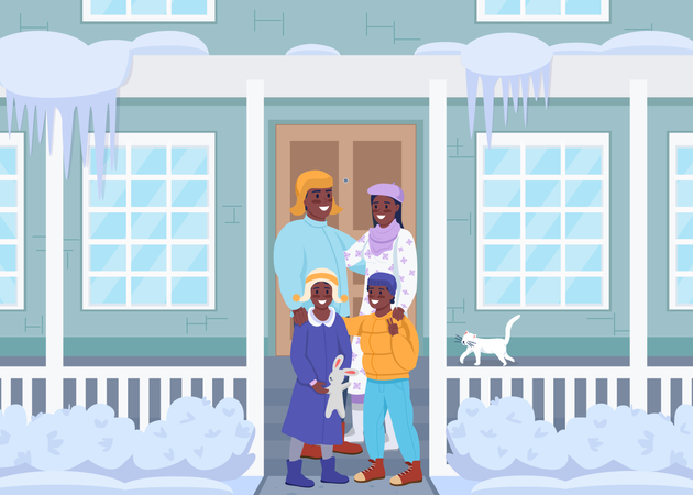 Familie in Wollkleidung  Illustration