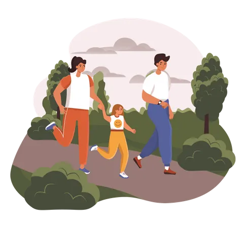 Familie joggt im park  Illustration