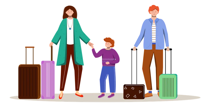 Familie mit Gepäck  Illustration