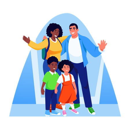 Familie, die zusammen reist  Illustration