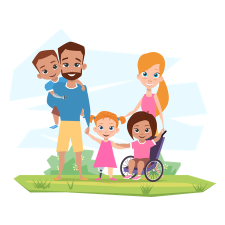 Familie steht zusammen  Illustration
