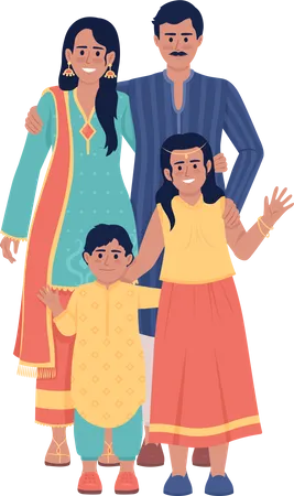 Familie trägt indische ethnische Outfits  Illustration