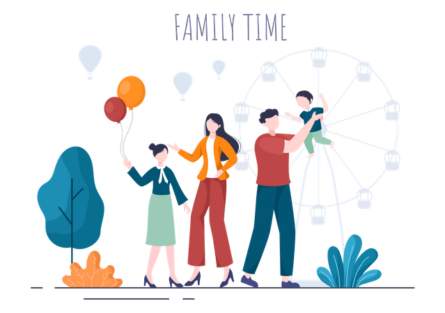 Familie verbringt Zeit im Park  Illustration