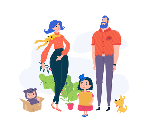 Familie verbringt Zeit miteinander  Illustration