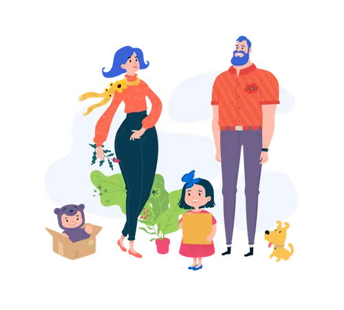 Familie verbringt Zeit miteinander  Illustration