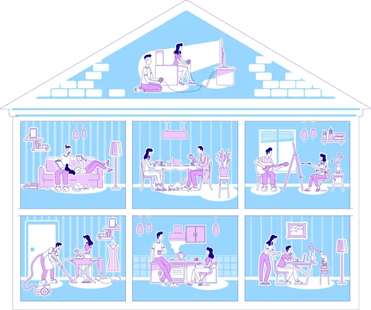 Familienaktivitäten in den Apartments  Illustration