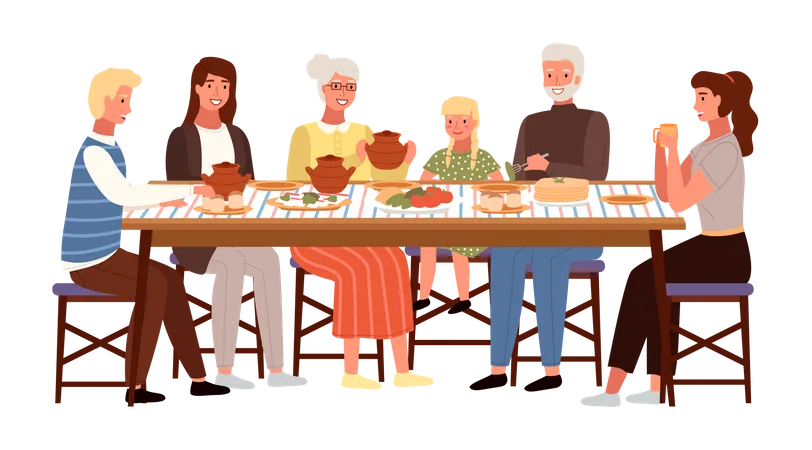 Familienessen  Illustration