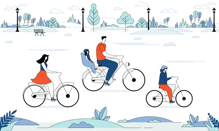 Fahrradfahren für Familien  Illustration