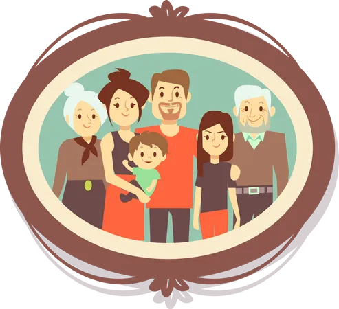 Familienfotorahmen  Illustration