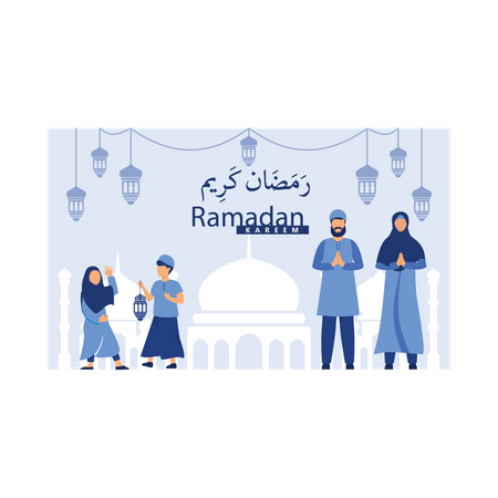 Familiengrüße zum Ramadan  Illustration