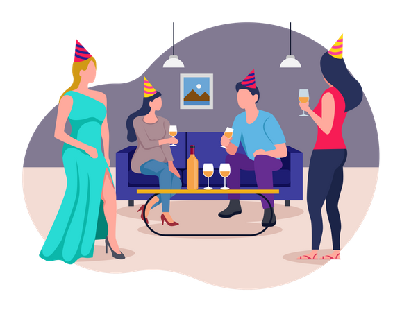 Familienmitglieder genießen Party  Illustration