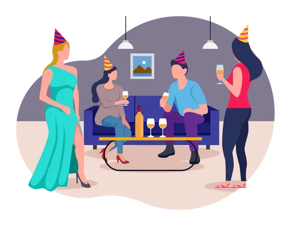 Familienmitglieder genießen Party  Illustration