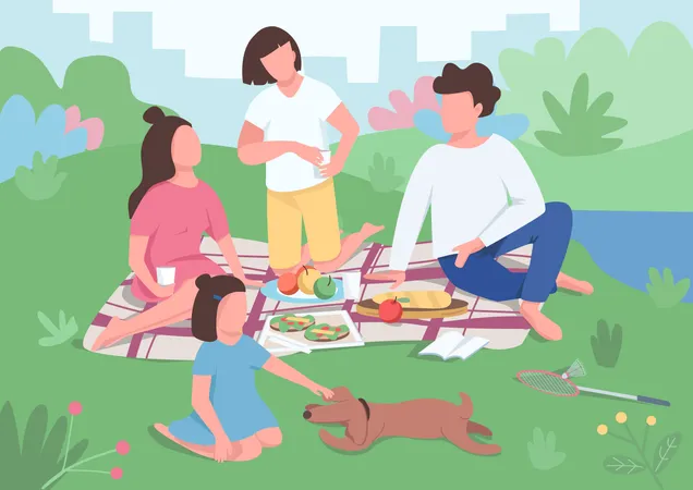 Familienpicknick  Illustration