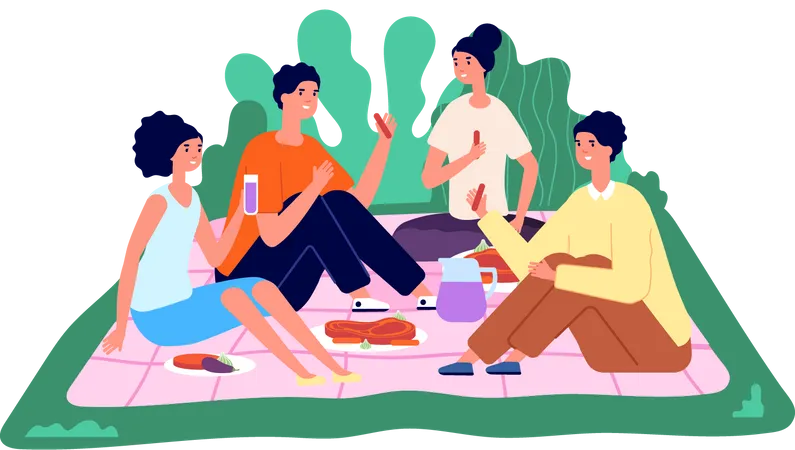 Familienpicknick  Illustration