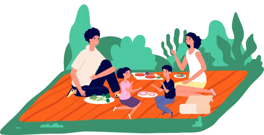 Familienpicknick  Illustration