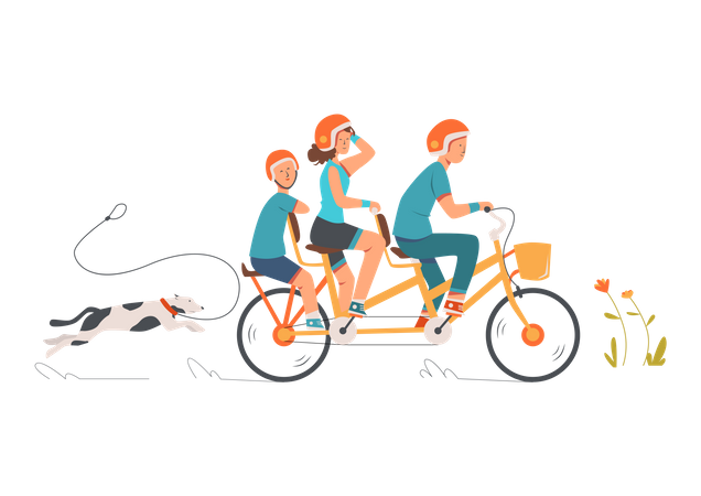 Familienradfahren  Illustration