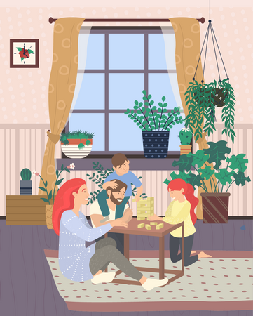 Familie spielt Spiel  Illustration