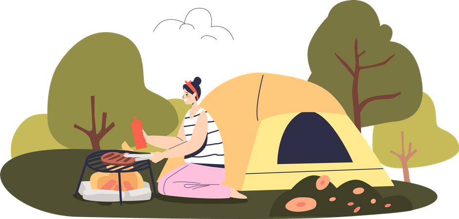 Familienurlaub im Camp  Illustration