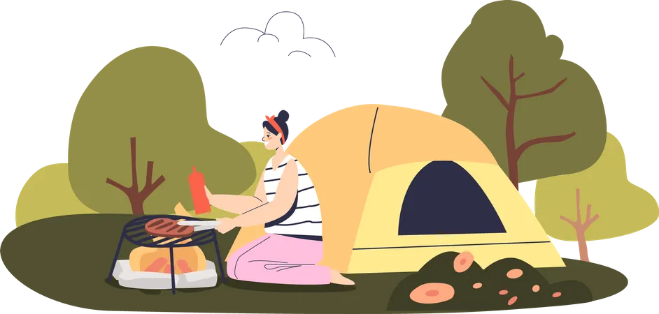 Familienurlaub im Camp  Illustration