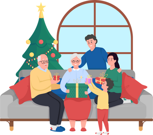 Familienweihnachtsfeier  Illustration