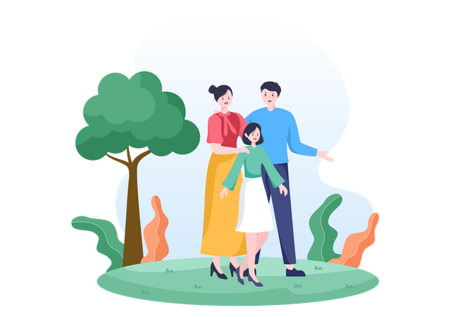 Familienzeit Eltern und Kinder  Illustration