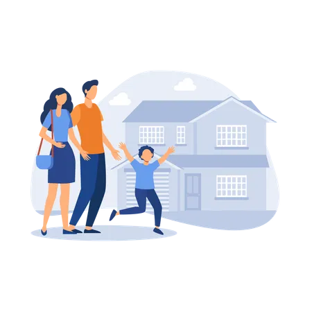 Famille achetant une nouvelle maison  Illustration