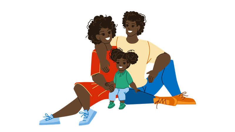 Famille afro-américaine  Illustration