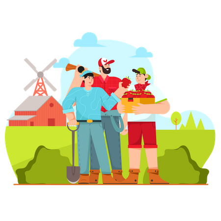 Famille d'agriculteurs  Illustration