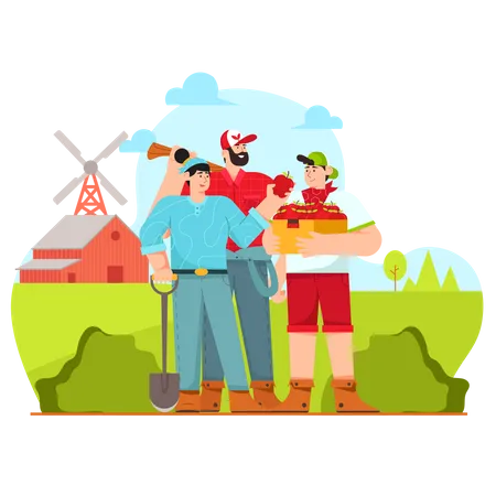 Famille d'agriculteurs  Illustration