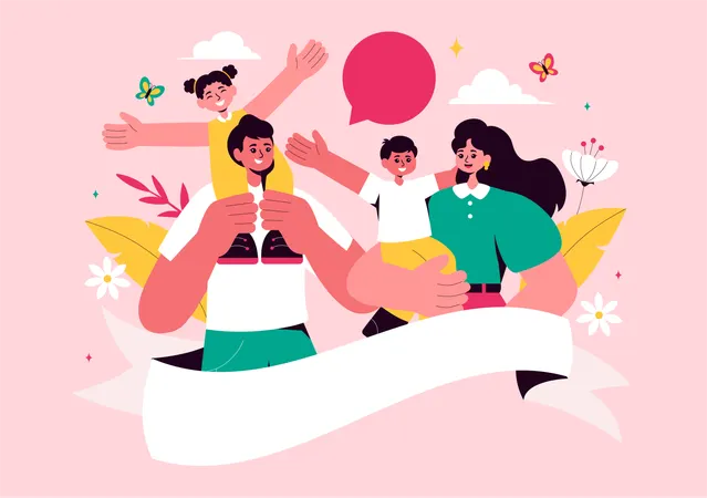 Famille célébrant la fête des parents  Illustration