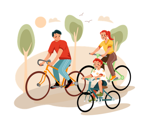 Vélo en famille  Illustration