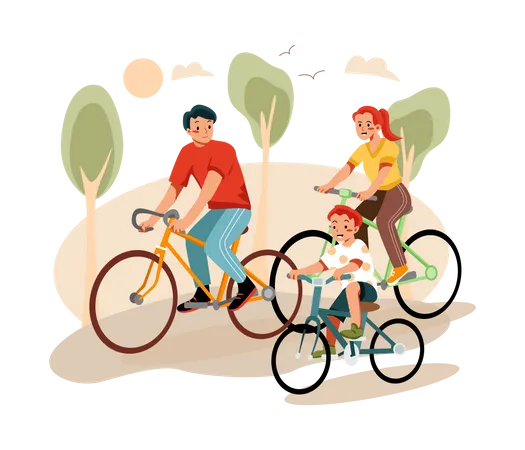 Vélo en famille  Illustration