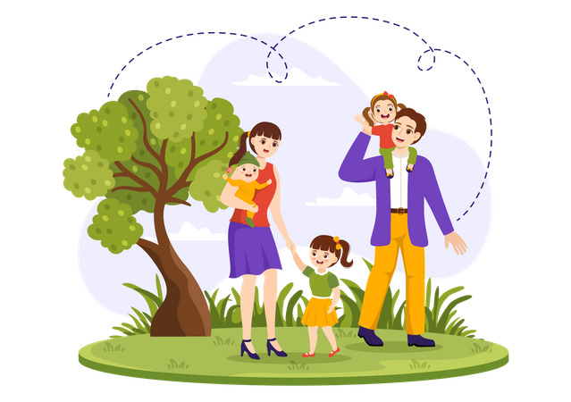 Famille dans le parc  Illustration