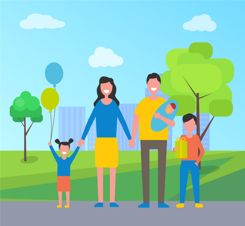 Famille dans le parc  Illustration