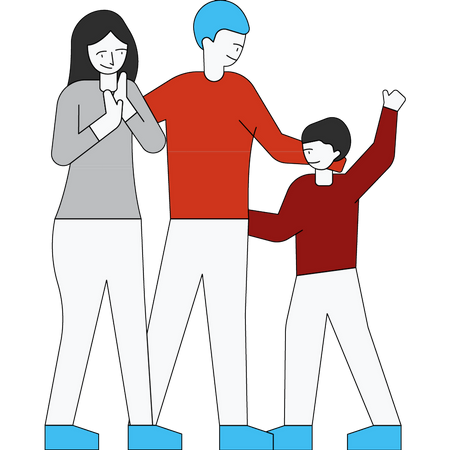 Famille debout ensemble  Illustration