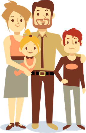 Famille debout ensemble  Illustration