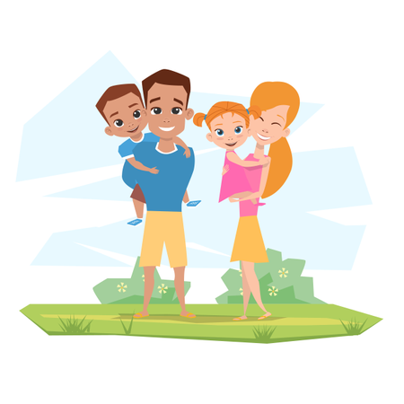 Famille heureuse  Illustration