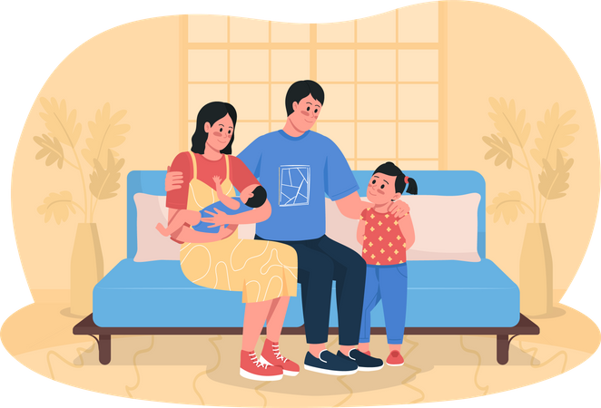 Famille heureuse  Illustration