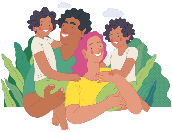 Famille heureuse  Illustration