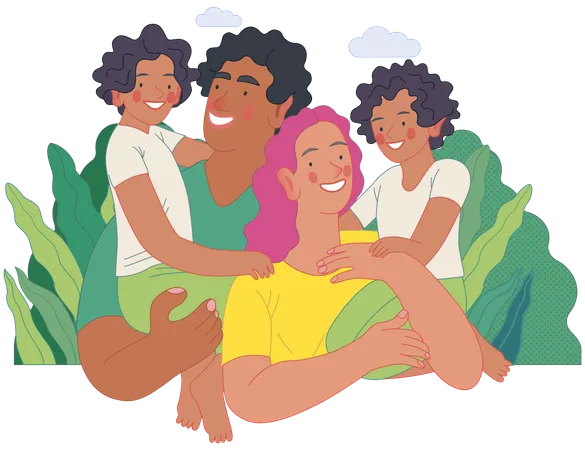 Famille heureuse  Illustration