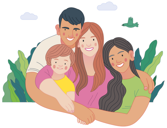 Famille heureuse  Illustration