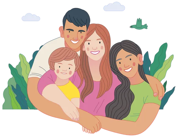 Famille heureuse  Illustration