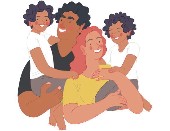 Famille heureuse  Illustration