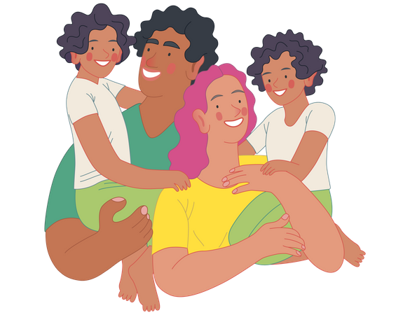 Famille heureuse  Illustration