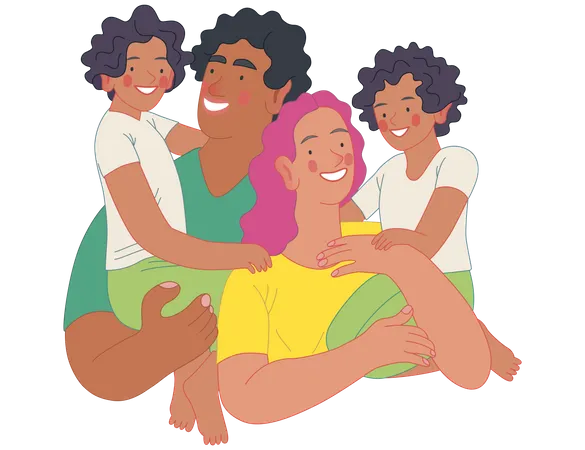 Famille heureuse  Illustration