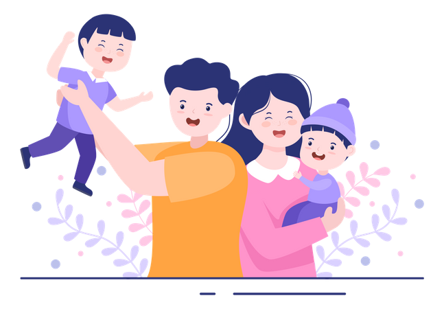 Famille heureuse  Illustration