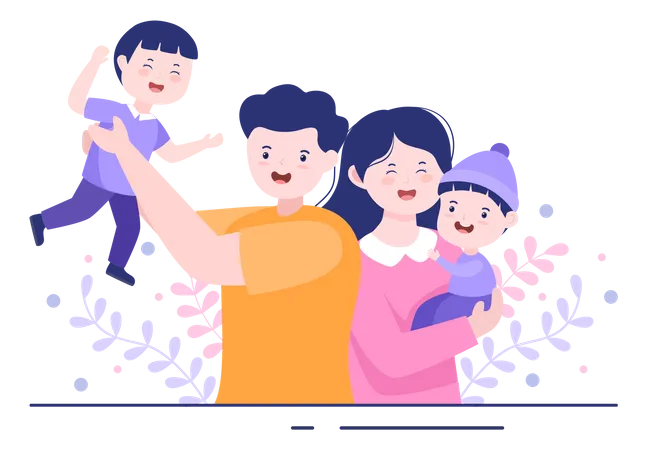 Famille heureuse  Illustration