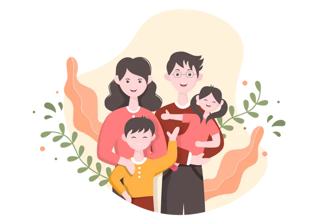 Famille heureuse  Illustration