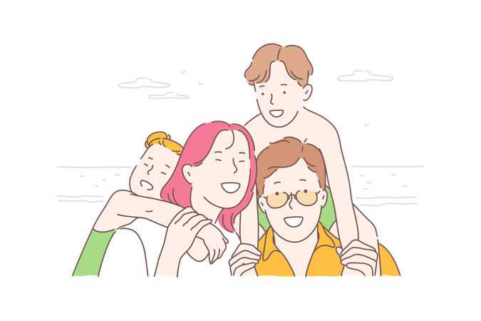 Famille heureuse  Illustration