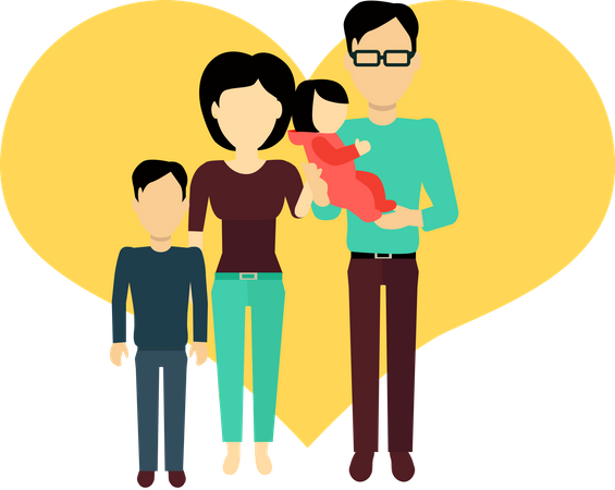 Famille heureuse, debout  Illustration